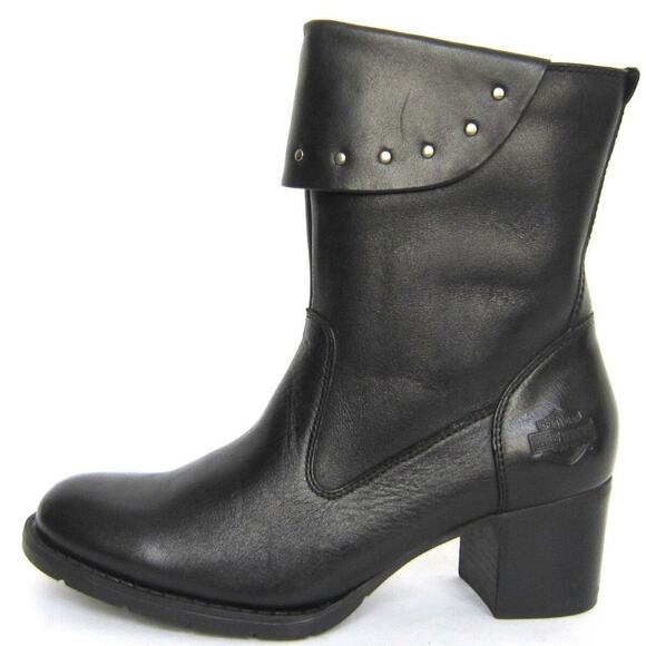 Harley-Davidson Studded Womens Biker Motorcycle‎ Riding Boots Black Leather 39 8 - Picture 1 of 11